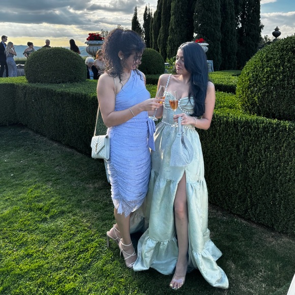 V Chapman Lucetta dress in sage windsor brocade - Picture 3 of 4